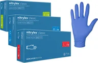 Meble i wyposażenie gabinetów medycznych - Nitrylowe rękawice ochronne - jednorazowe rękawiczki diagnostyczne - bezpudrowa powierzchnia, rolowany mankiet (Mercator Nitrylex Classic) - miniaturka - grafika 1