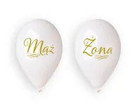 Wesele i ślub - Balony lateksowe, Mąż i Żona z wężykiem, 13", białe, 4 sztuki - miniaturka - grafika 1