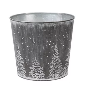 SREBRNA OKRĄGŁA OSŁONKA METALOWA CHOINKI 19x19x17h cm - Pudła i pojemniki do przechowywania - miniaturka - grafika 1