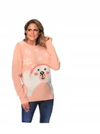 Swetry damskie - Sweter łososiowy świąteczny M - miniaturka - grafika 1