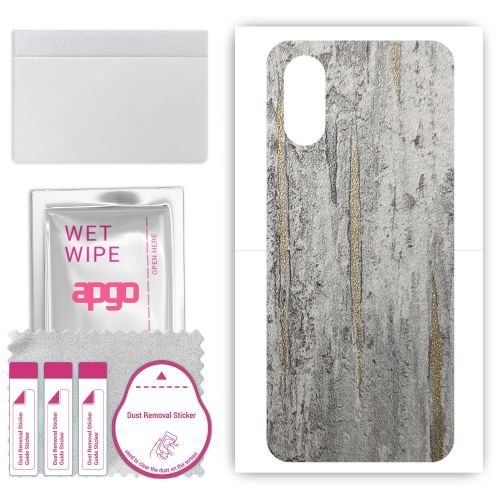 folia naklejka skórka strukturalna na TYŁ do Sony Xperia 10 VI - Beton Złote Paski - apgo SKINS