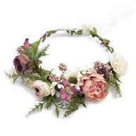 Ozdoby do włosów - WIANEK na głowę BOHO kwiaty ŚLUBNY rustykalny - miniaturka - grafika 1