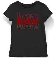 Koszulki i topy damskie - Koszulka damska z napisem love love love walentynki czarna M - miniaturka - grafika 1