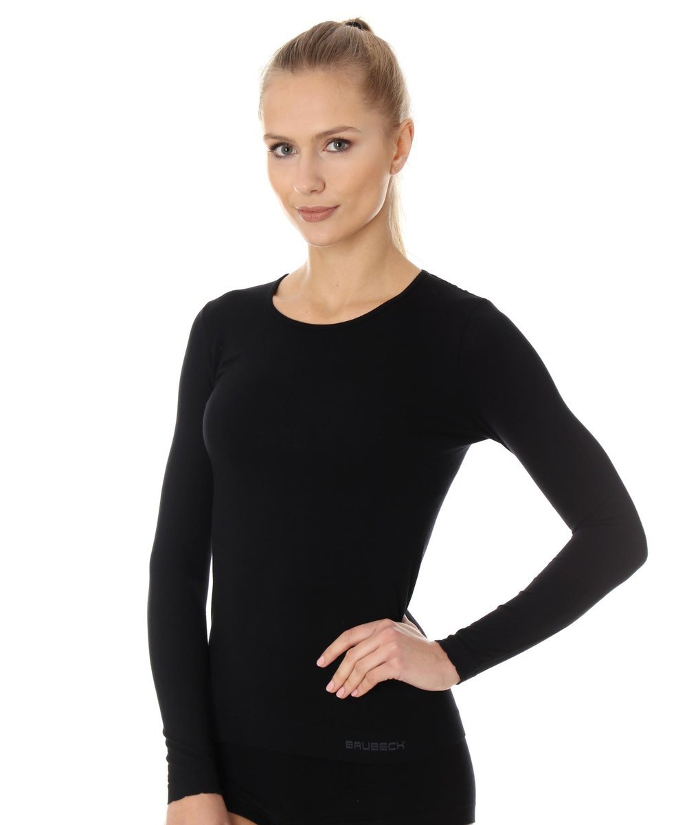 Brubeck Koszulka damska COMFORT COTTON czarny XL Longsleeve
