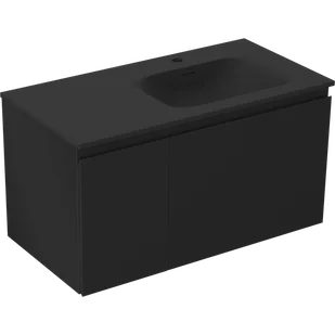 Mexen Orio szafka łazienkowa 90 cm z umywalką Vela prawą, 1S, 1D, czarna mat - 91A13-09047-3-BBFF71-W23P71 - Szafki łazienkowe - miniaturka - grafika 1