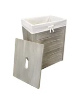 Kosze na bieliznę - Kosz na pranie Kosz na pranie Skrzynia na pranie Drewno Prawdziwe drewno Paulownia Kolor naturalny jasnoszary 40L z pokrywą Uchwyt Pokrywa 37x27 wys. 46 - miniaturka - grafika 1