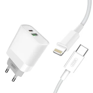 XO Ładowarka sieciowa L64 plus kabel typ-C - 8-pin biała 2USB QC3.0/ typ-C PD - Ładowarki do telefonów - miniaturka - grafika 1