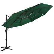 vidaXL 4-poziomowy parasol na aluminiowym słupku, zielony, 3x3 m 313829