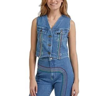 Lee Damska kurtka Pride Vest Denim Jacket, MID Rainbow, L, Mid Rainbow, L - Kurtki damskie - miniaturka - grafika 1