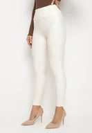 Legginsy - Białe Legginsy z Ekoskóry Ocieplane z Efektem Push-Up Labrisa - miniaturka - grafika 1