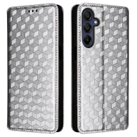Portfele - Dla Samsung Galaxy A16 5G Etui-Portfel Rhombus Nadrukowany Skórzany Pokrowiec Na Telefon - Srebrny Wielobarwny Silver - miniaturka - grafika 1