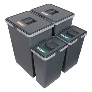 Sortownik śmieci METROPOLIS 2x24 + 2x8 l BEZ PODSTAWKI H-44 cm do szuflady w szafce 60 cm - Kosze na śmieci - miniaturka - grafika 1
