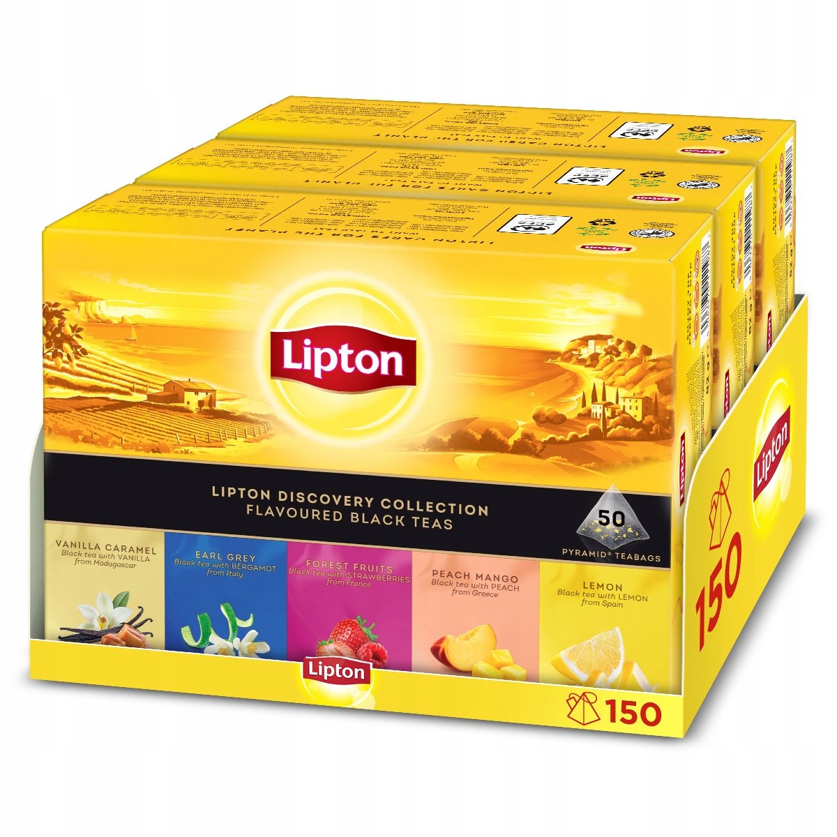 Zestaw Lipton Tea Herbata czarna Variety Pack piramidki 3x50 sztuk