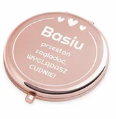 Lusterka do makijażu - Lusterko okrągłe różowe z grawerem dla niej na imieniny Dzień Kobiet - miniaturka - grafika 1