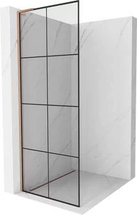 Mexen Kioto L ścianka prysznicowa Walk-in 80 x 200 cm, czarny wzór, miedź szczotkowana - 800-080-103-65-77 - Ścianki i drzwi prysznicowe - miniaturka - grafika 1
