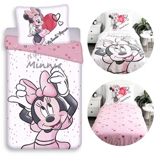 DISNEY Myszka Minnie Biało-różowa DWUSTRONNA, bawełniana pościel dziecięca na zamek, 100% BAWEŁNA 140x200cm+70x90cm OEKO-TEX - Pościel dla dzieci - miniaturka - grafika 1