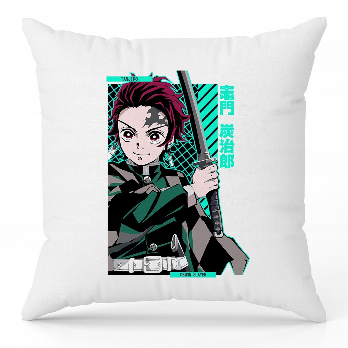 Poduszka Biała Ozdobna 40cm x 40cm SLAYER TANJIRO Film Anime Prezent Wzory