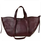 Torebki damskie - Borse in Pelle Torba skórzana shopper bag bordowa na ramię i do ręki - miniaturka - grafika 1