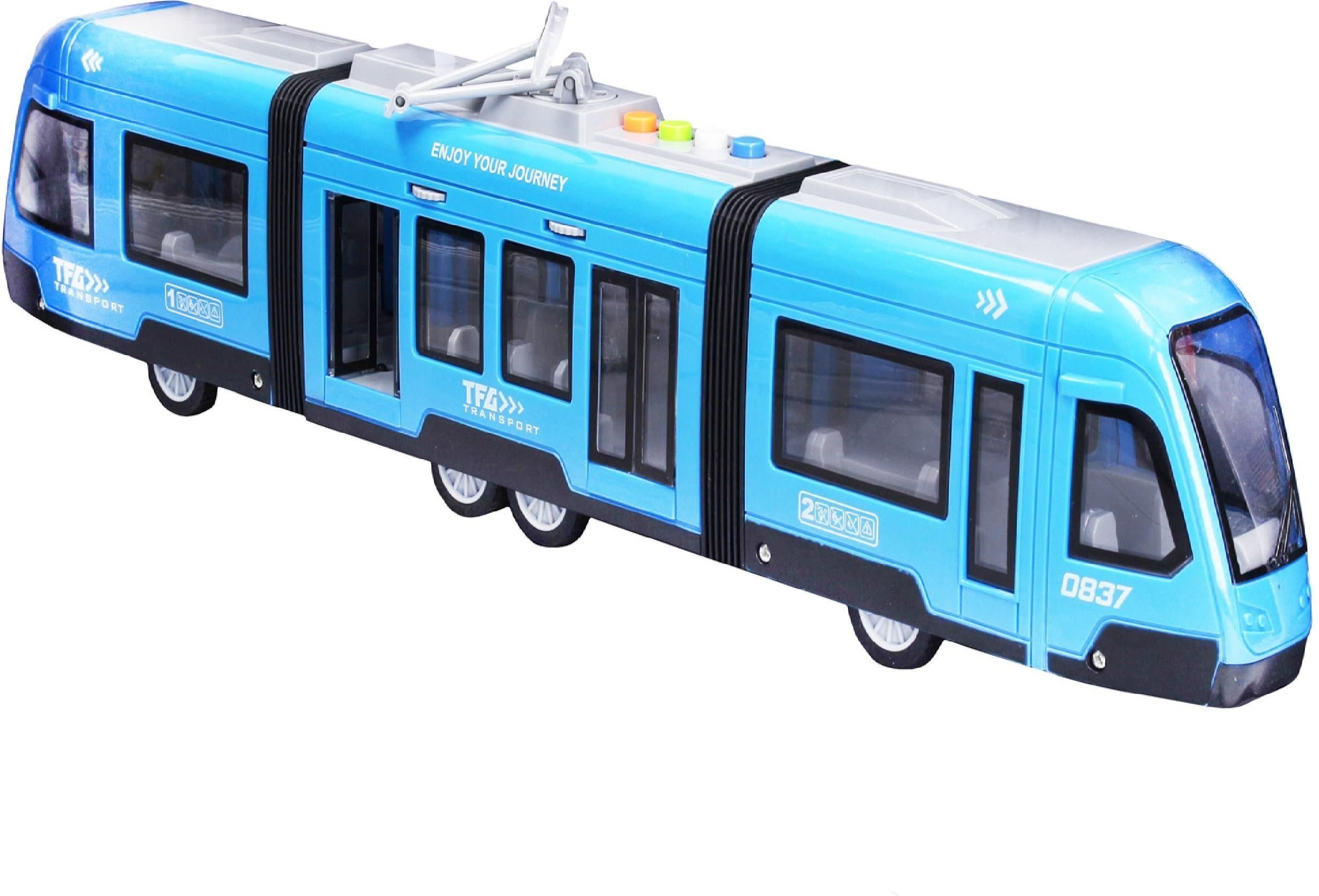LUXMA Duży tramwaj jeździ dźwięki światła baterie niebieski 930B