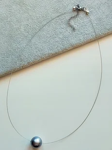 Naszyjnik ciemno szara stalowa perła MAJORKA 15mm - Naszyjniki - miniaturka - grafika 1