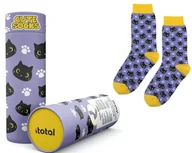 Skarpetki męskie - Skarpetki Bawełniane Z Kotkiem Fioletowe - miniaturka - grafika 1