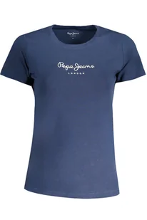 NIEBIESKI T-SHIRT DAMSKI Z KRÓTKIM RĘKAWEM PEPE JEANS - Portfele - miniaturka - grafika 1