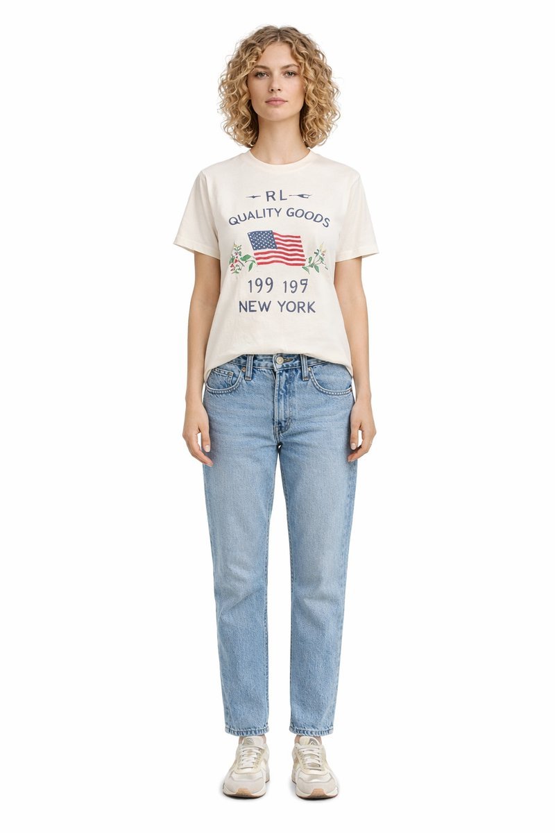 RALPH LAUREN T SHIRT BAWEŁNIANY Z NADRUKIEM I KRÓTKIM RĘKAWEM XL 1I3A