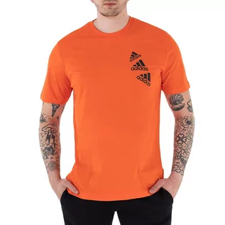 Koszulki sportowe męskie - Koszulka adidas Essentials BrandLove HL9388 - pomarańczowa - Adidas - grafika 1