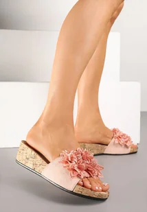 Różowe Klapki na Koturnie z Kwiatami 3D Zariva - Klapki i japonki damskie - miniaturka - grafika 1
