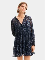 Sukienki - Desigual Sukienka letnia Doque 24SWVW20 Granatowy Relaxed Fit - miniaturka - grafika 1