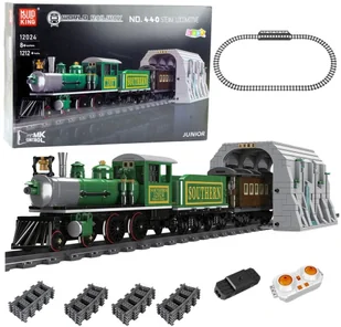 Klocki Konstrukcyjne Pociąg Parowy Zdalnie Sterowany RC Zielony 1212 el. LEAN Toys - Klocki - miniaturka - grafika 1