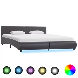 vidaXL Rama łóżka z LED, szara, sztuczna skóra, 180 x 200 cm - Łóżka - miniaturka - grafika 1