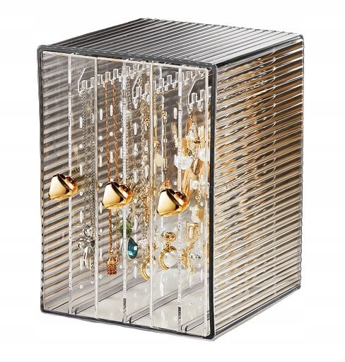 Elegancki Organizer Na Biżuterię, Kolczyki, Stojak Szufladki, Złoty Uchwyt