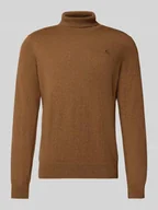 Swetry męskie - Sweter z wywijanym kołnierzem i wyhaftowanym logo - miniaturka - grafika 1