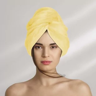 Spod Igły i Nitki, Turban ręcznik do włosów, WELUR, Żółty - Ręczniki - miniaturka - grafika 1