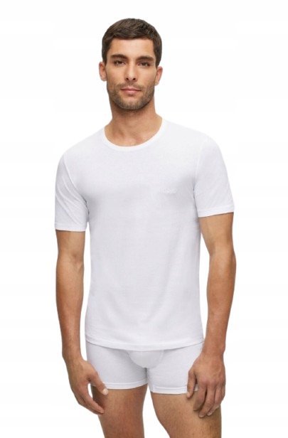 BOSS T-SHIRT MĘSKI BIAŁY Z LOGO 3 PACK GŁADKI XXL 6BA