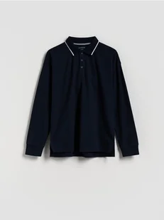 Reserved - Bawełniany longsleeve polo - granatowy - Bluzki dla chłopców - miniaturka - grafika 1