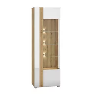 Witryny - Witryna skandynawska ADAGIO 02P dąb castello/biały połysk - miniaturka - grafika 1