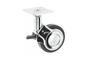 Rolka Meblowa Gtv Gira, H=94 Mm, Fi60 Mm, Z Hamulcem, Tworzywo + Znal, Czarny + Chrom - Meble modułowe i akcesoria - miniaturka - grafika 1
