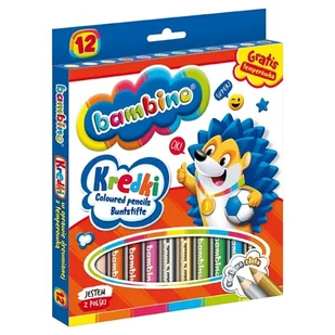 Bambino Kredki Ołówkowe Szkolne 12 Kolorów + Temperówka - Szkolne artykuły papiernicze - miniaturka - grafika 1