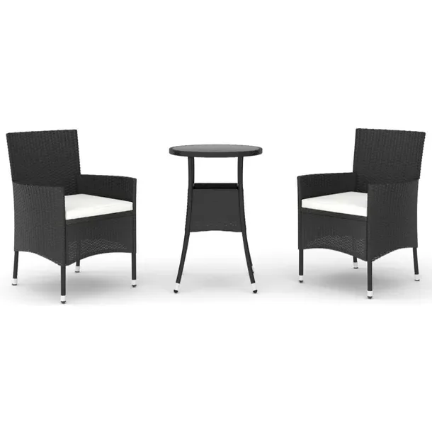 Stylowy zestaw mebli bistro do ogrodu, czarny, stół 60x75 cm, krzesła 61