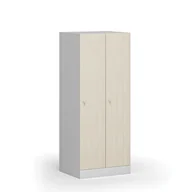 Szafki BHP - Szafa ubraniowa obniżona, 2-drzwiowa, 1500 x 600 x 500 mm, zamek cylindryczny, drzwi laminowane, brzoza - miniaturka - grafika 1