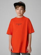 Koszulki dla chłopców - 4F T-shirt loose z nadrukiem chłopięcy - pomarańczowy 158/164 (12-14 lat) - miniaturka - grafika 1