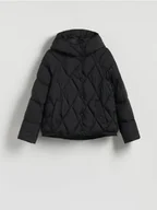 Kurtki damskie - Reserved - Pikowana kurtka z kapturem - czarny - miniaturka - grafika 1