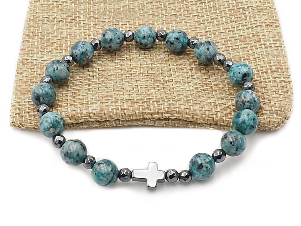 Różaniec na rękę bransoletka damska jaspis rękodzieło kamienie naturalne