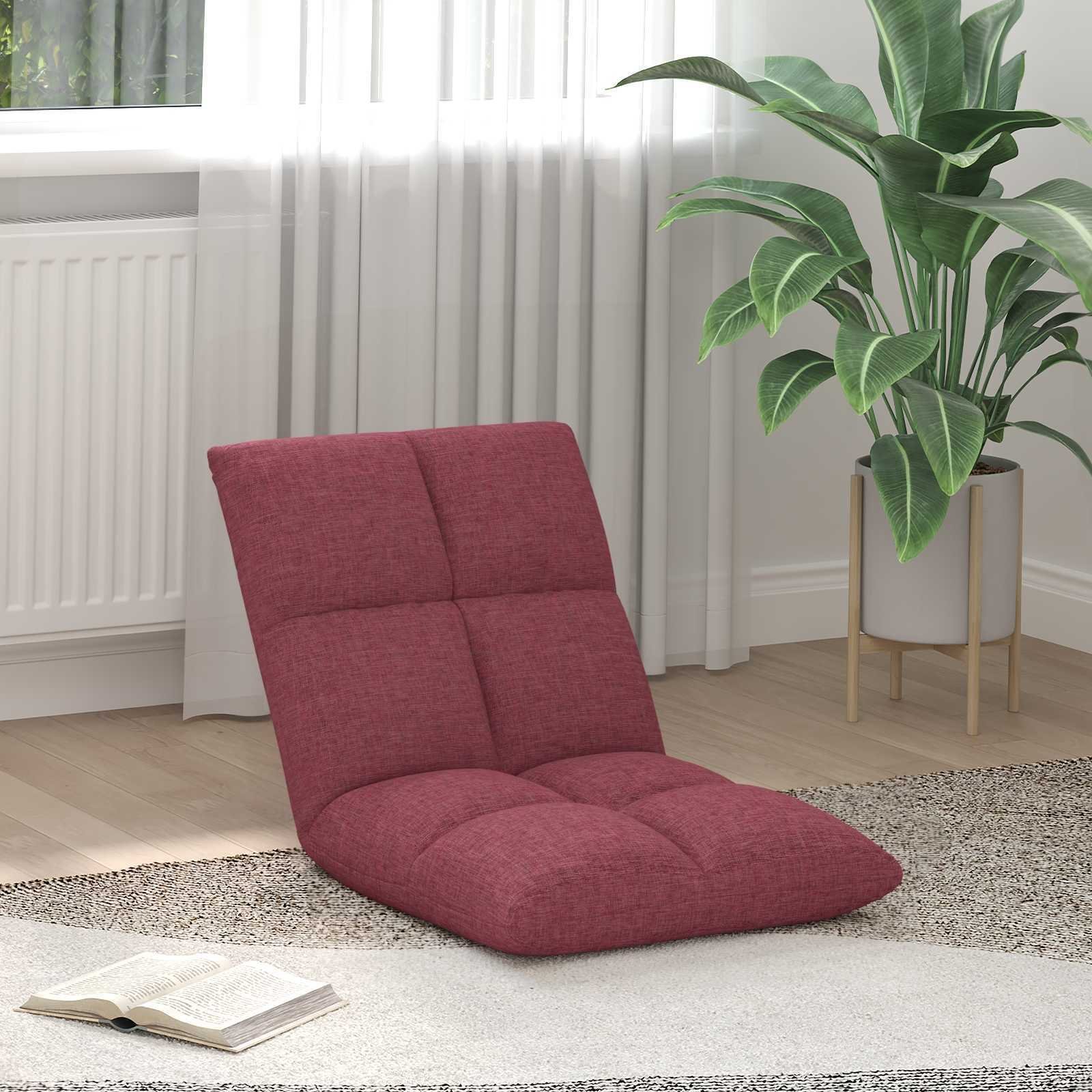 vidaXL vidaXL Krzesło na podłogę Czerwone wino 50 x 61 x 57 cm tkanina