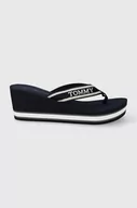 Klapki i japonki damskie - Tommy Hilfiger japonki HILFIGER WEDGE BEACH SANDAL damskie kolor granatowy na koturnie FW0FW07903 - miniaturka - grafika 1