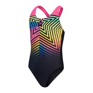 Stroje kąpielowe dla dziewczynek - Strój kąpielowy jednoczęściowy dziewczęcy na basen Speedo Digital 164cm - miniaturka - grafika 1
