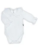 Body dla niemowląt - Body z długim rękawem i falbanką białe Nicol,r.56 - miniaturka - grafika 1