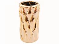 Wazony i flakony - Wazon ceramiczny z kryształkami glamour złoty okrągły pikowany 23 cm - miniaturka - grafika 1